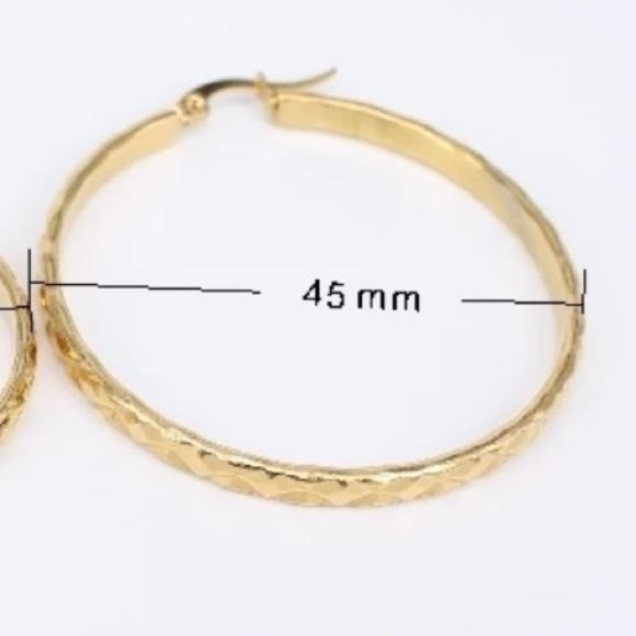 NEW 18K Yellow Gold Hoop Earrings - Picture 6 of 6